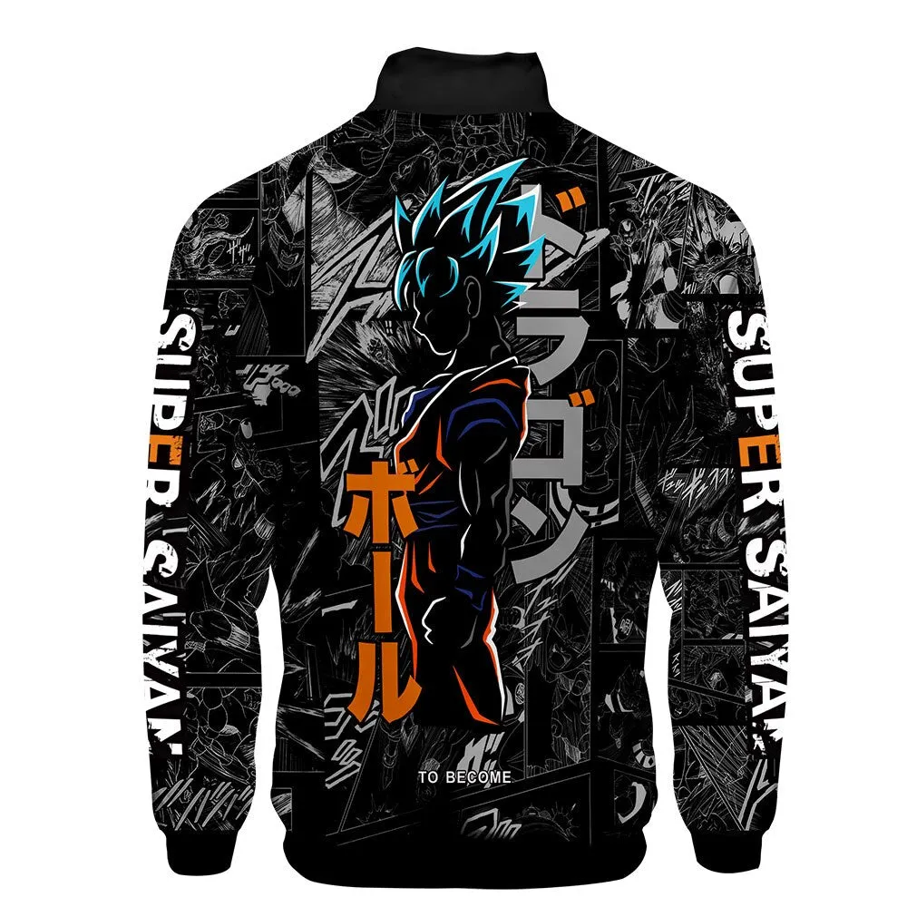 Anime Goku Jacket Stand Collar Clothes Men Boy 3D Hip Hop Clothes Personality Goku Zipper Jacket Men