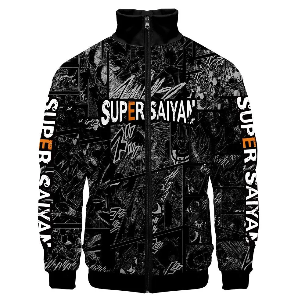 Anime Goku Jacket Stand Collar Clothes Men Boy 3D Hip Hop Clothes Personality Goku Zipper Jacket Men