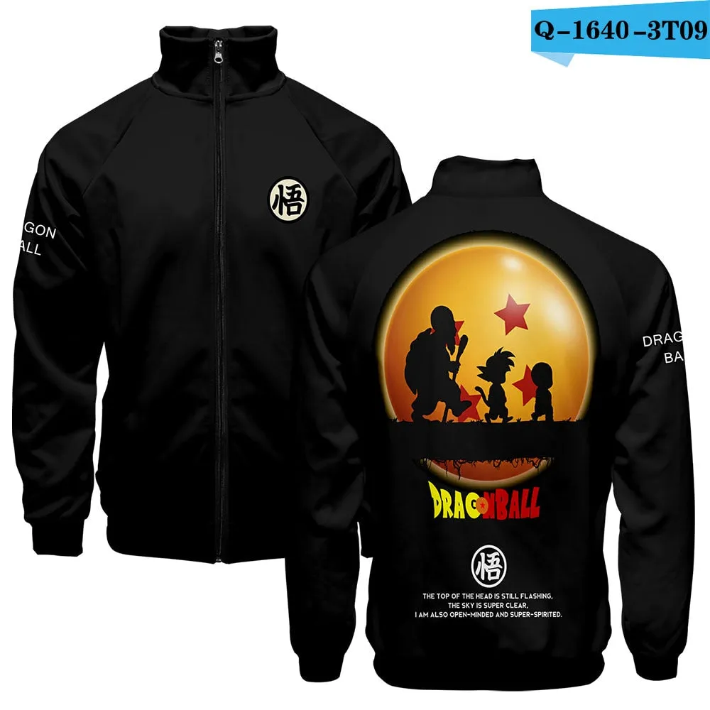 Anime Goku Jacket Stand Collar Clothes Men Boy 3D Hip Hop Clothes Personality Goku Zipper Jacket Men