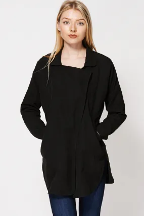 Batwing Rounded Hem Long Jacket
