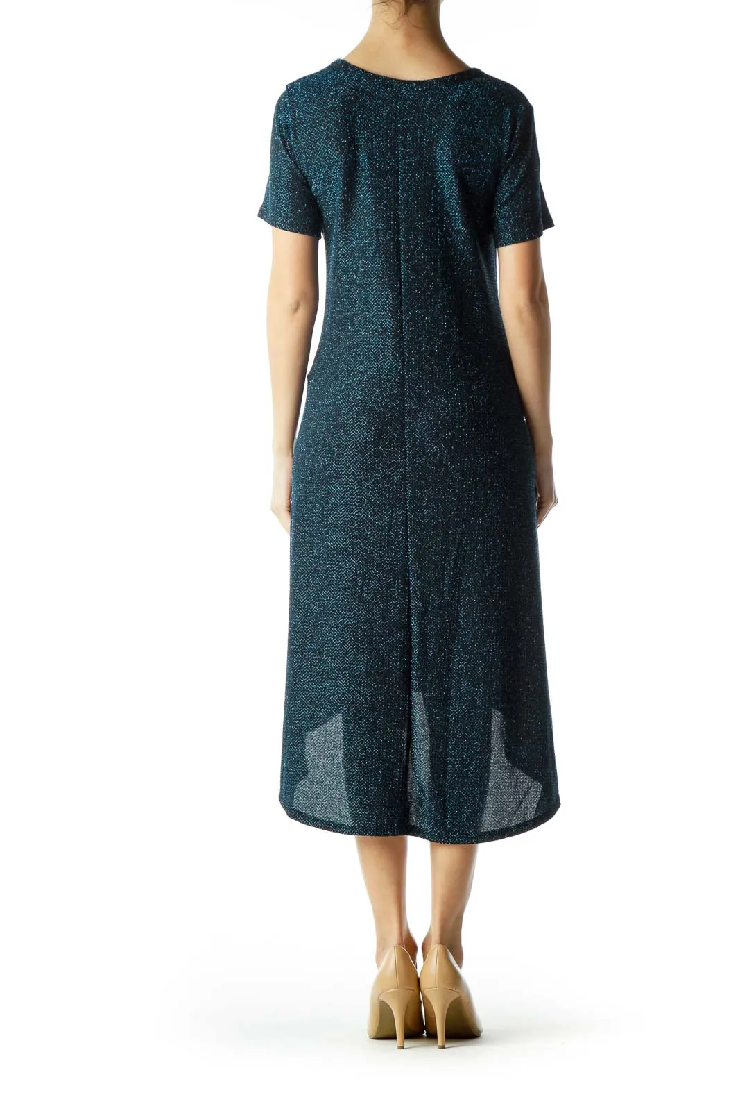 Black Blue Metallic Tent Dress