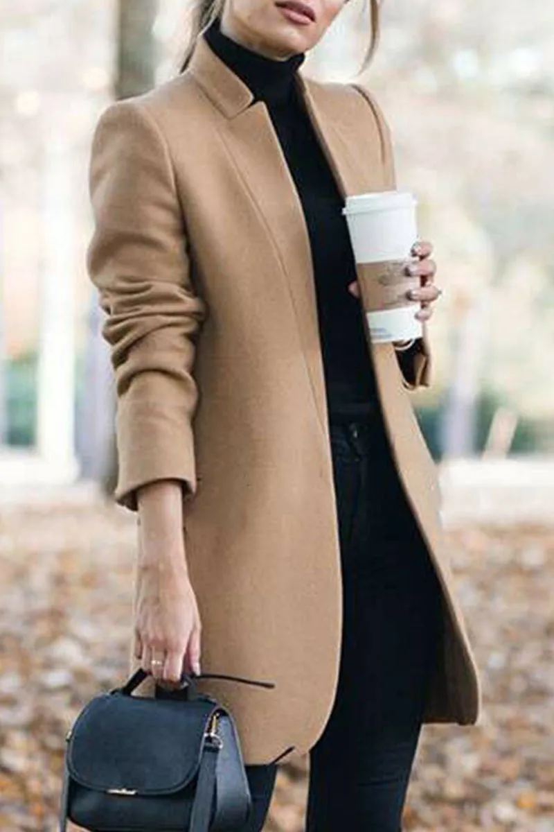 Casual Long Sleeve Regular Sleeve Solid Coats