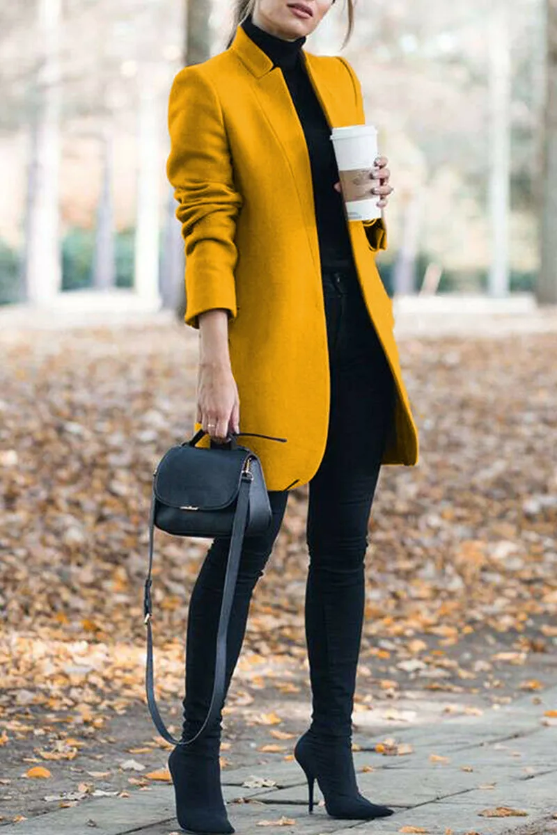 Casual Long Sleeve Regular Sleeve Solid Coats