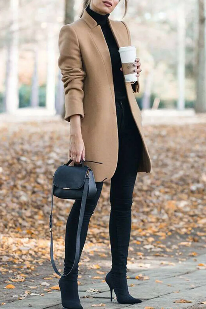 Casual Long Sleeve Regular Sleeve Solid Coats