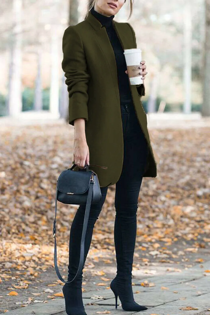Casual Long Sleeve Regular Sleeve Solid Coats