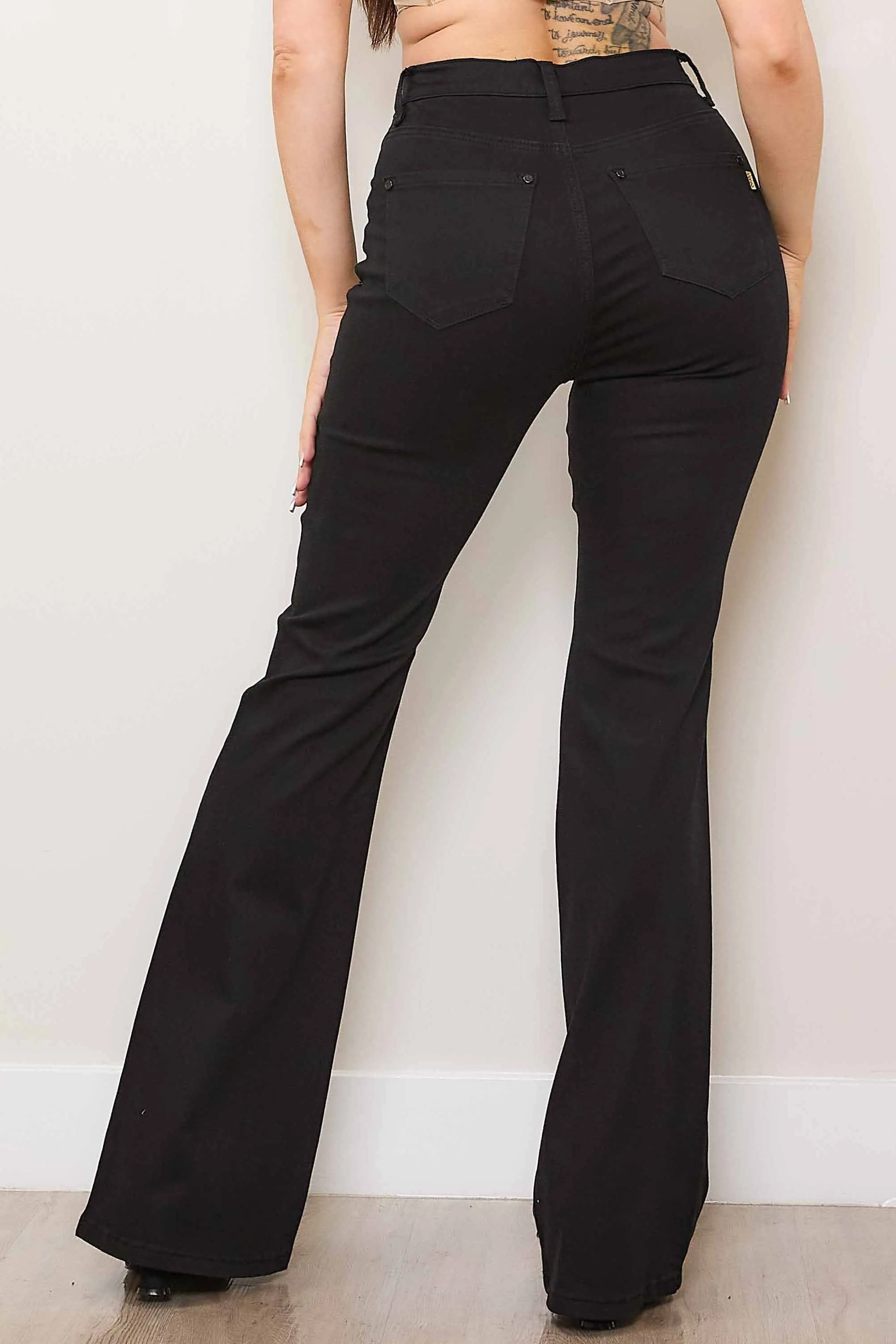Essential Button Up Black Bootcut Jeans