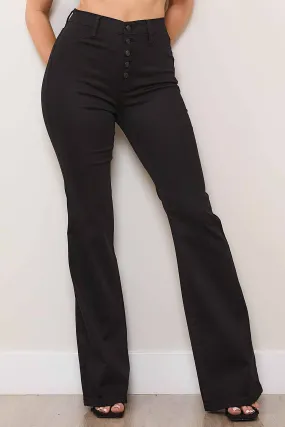 Essential Button Up Black Bootcut Jeans