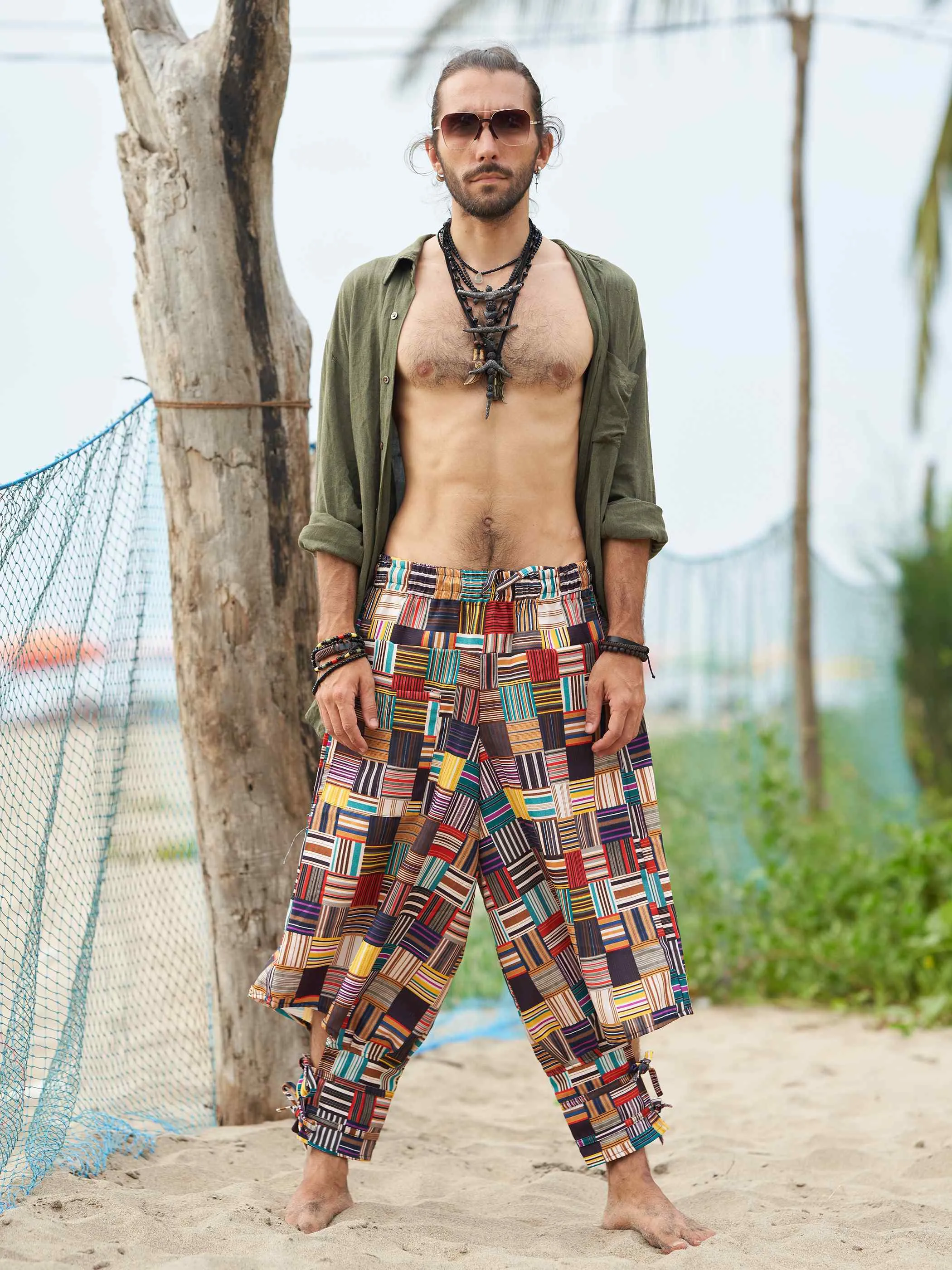 Men's Geometric Genie Bohemian Hippy Balloon Harem Pants For Dance Yoga Travel