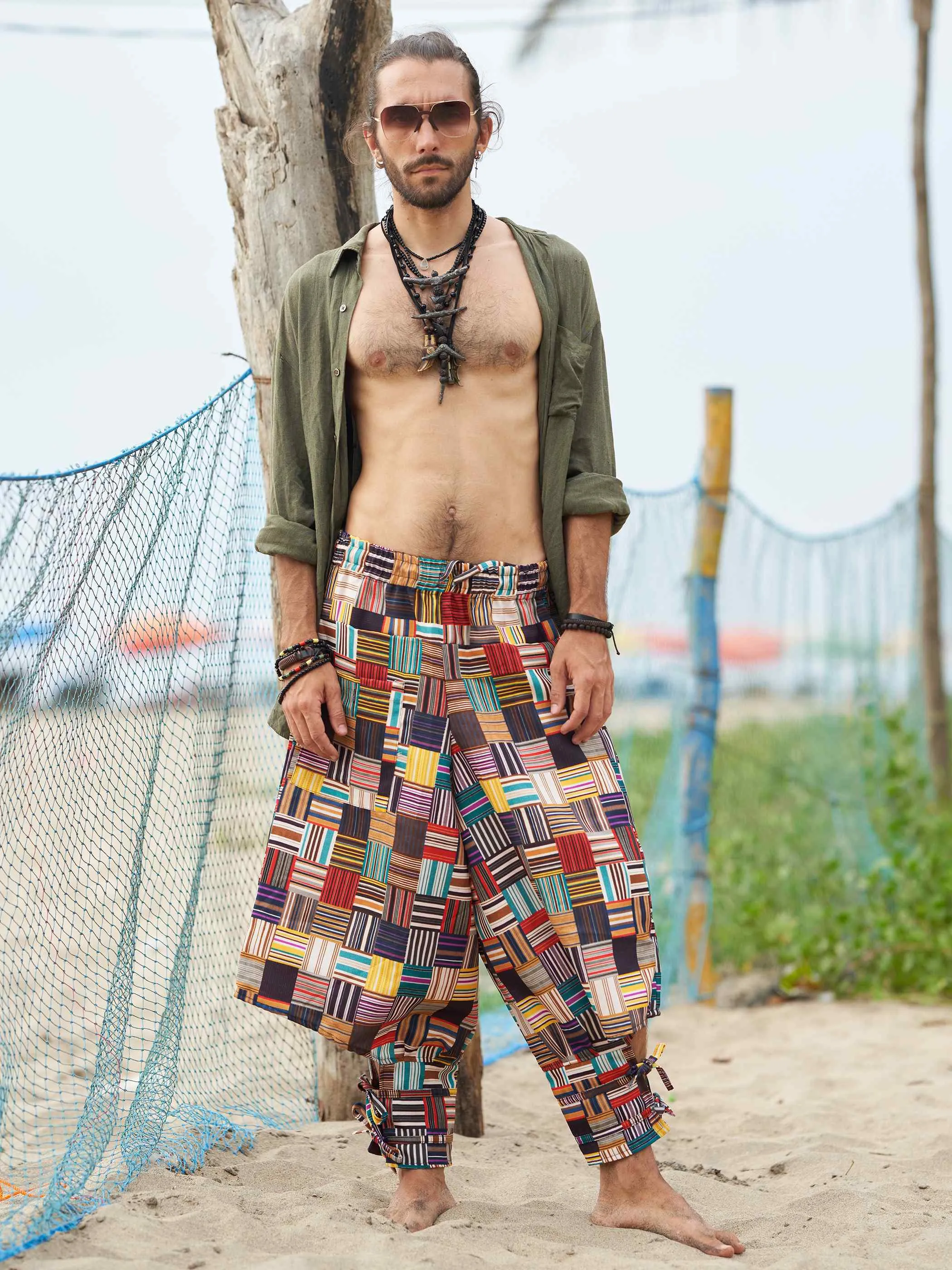 Men's Geometric Genie Bohemian Hippy Balloon Harem Pants For Dance Yoga Travel