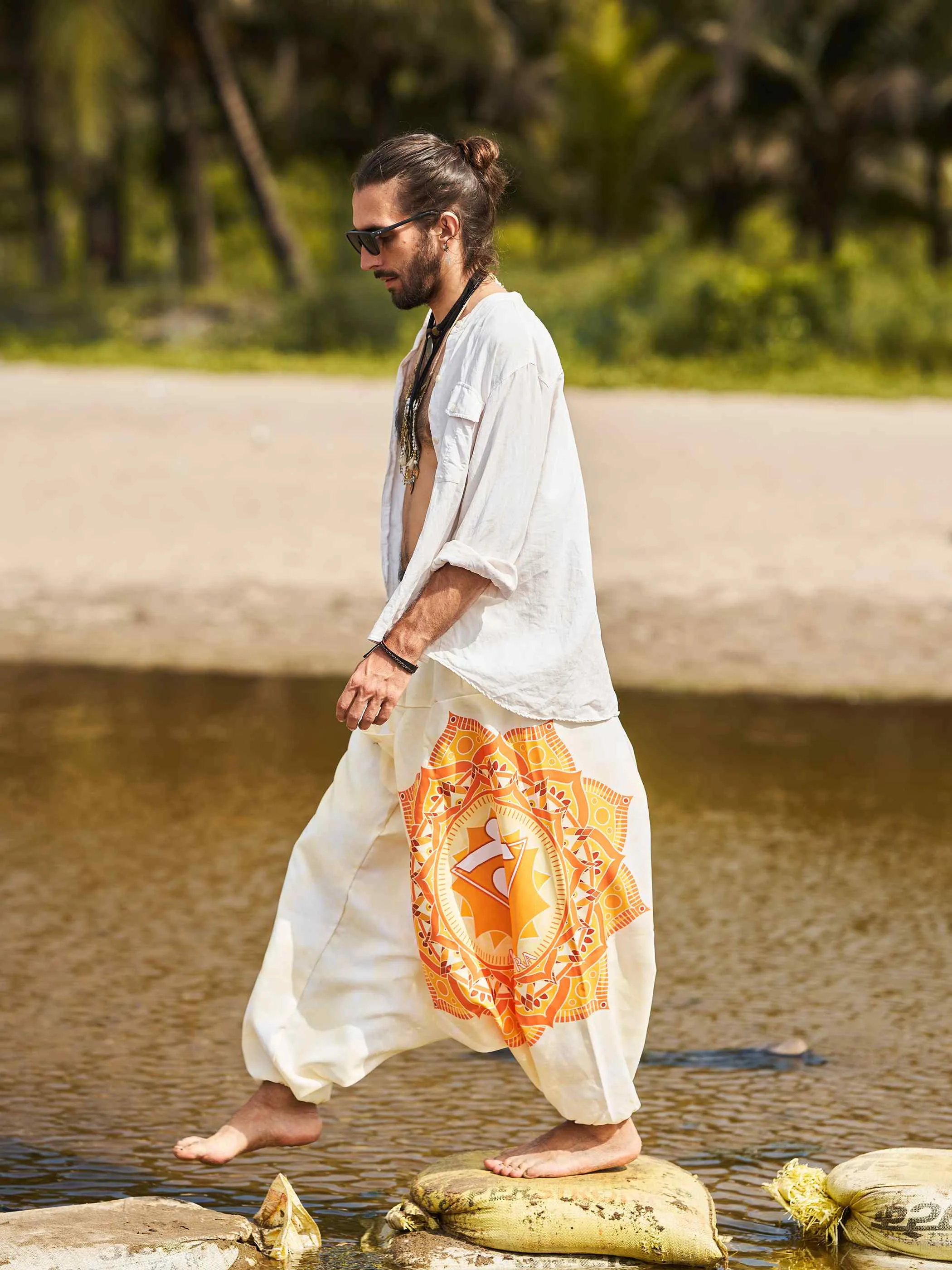 Men's Mandala Print Dhoti Balloon Harem Pants For Travel Yoga Dance
