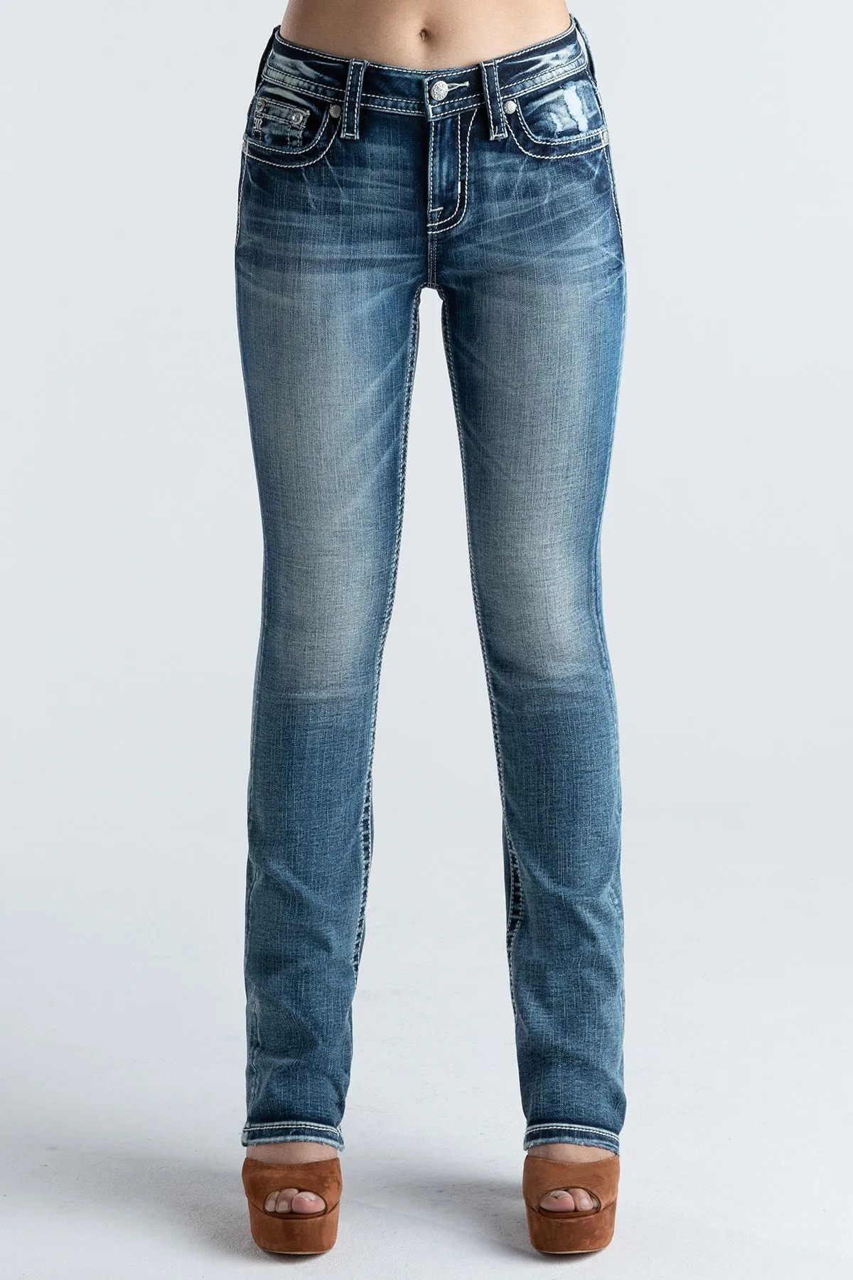 Miss Me Aztec Feather Slim Bootcut Jeans