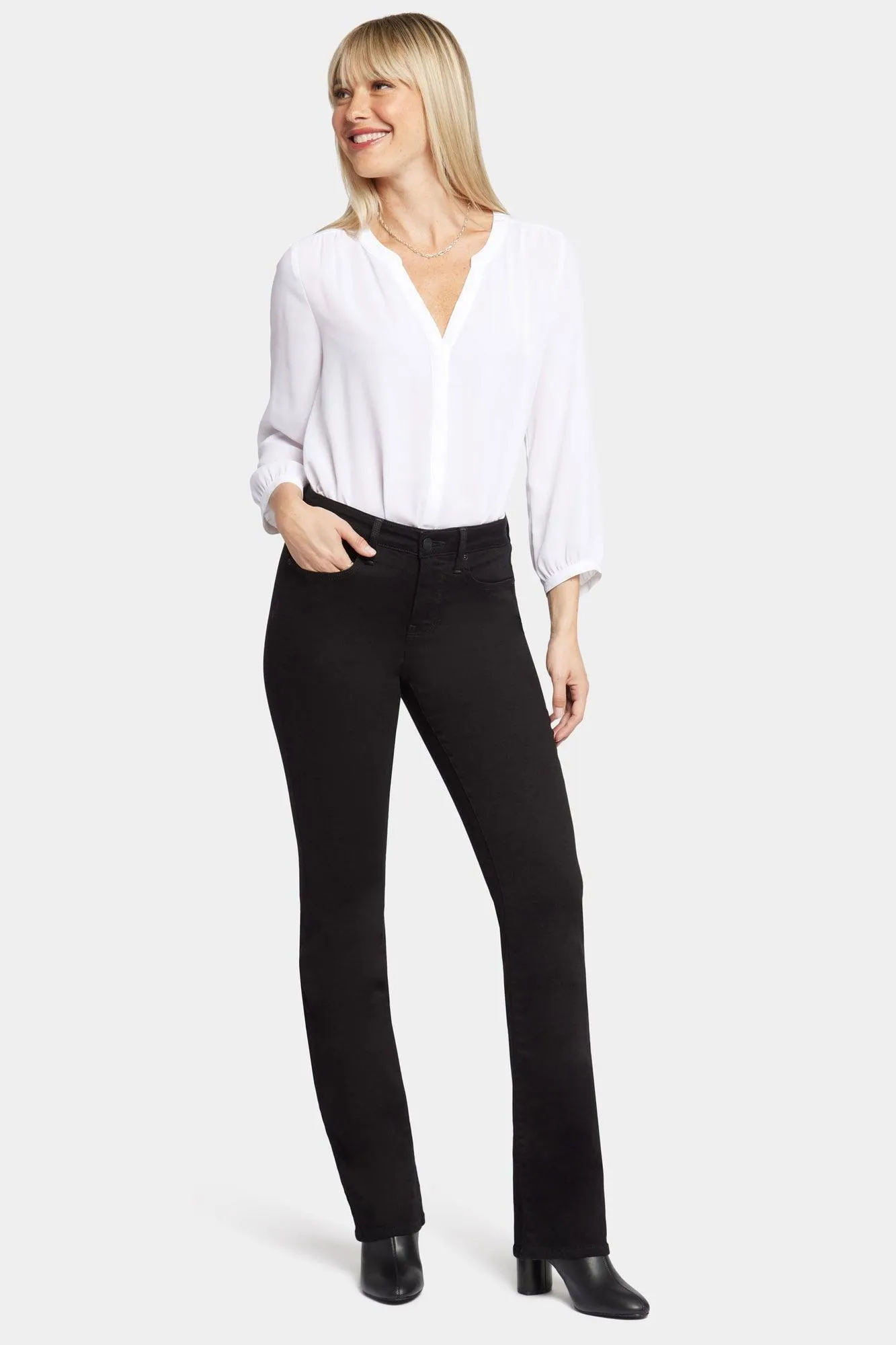 NWT - NYDJ 'Barbara Bootcut' Black Jeans RRP $308.00 -Size 2US or 6/8AU