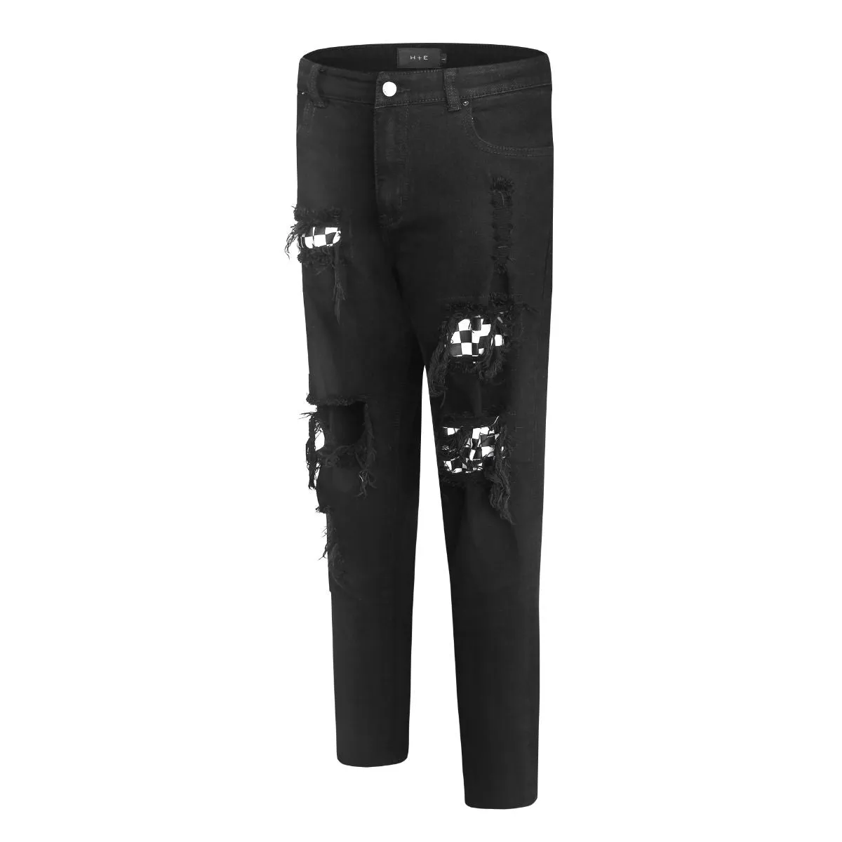 Sneakerhill Checkered Patch Denim - Black