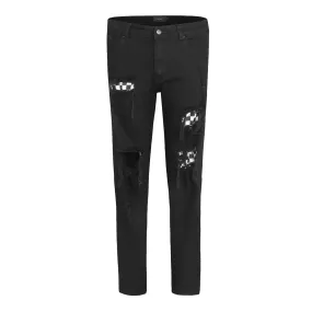 Sneakerhill Checkered Patch Denim - Black