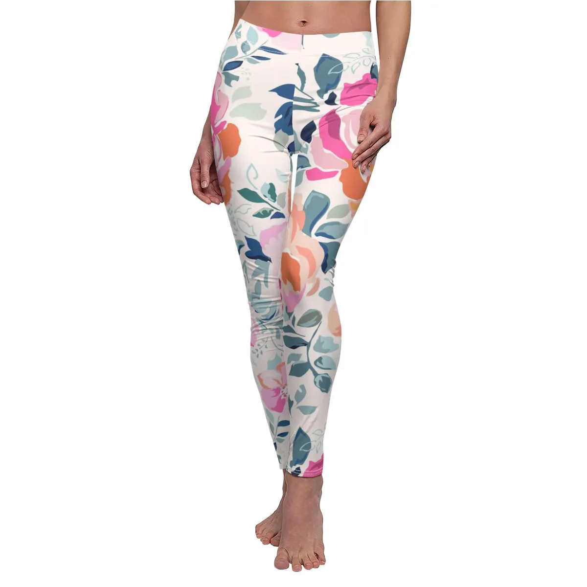 Soft Pink Watercolor Flowers Women's Leggings