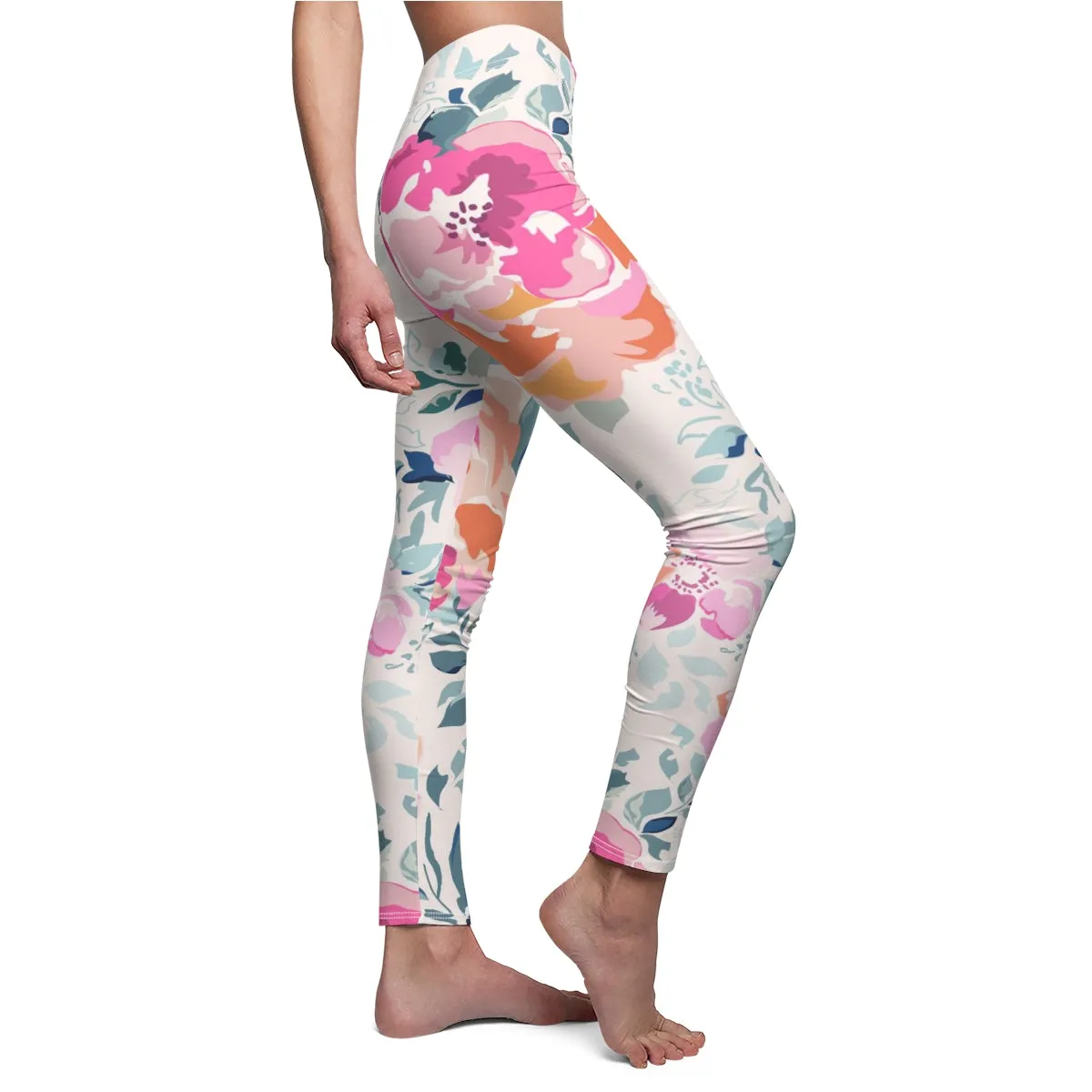 Soft Pink Watercolor Flowers Women's Leggings