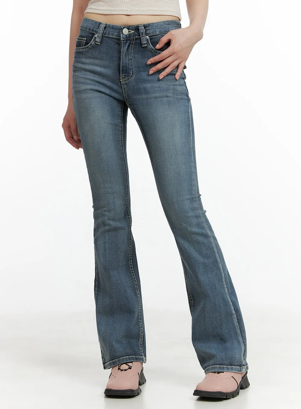 Tight Fit Low Waist Bootcut Jeans CL403