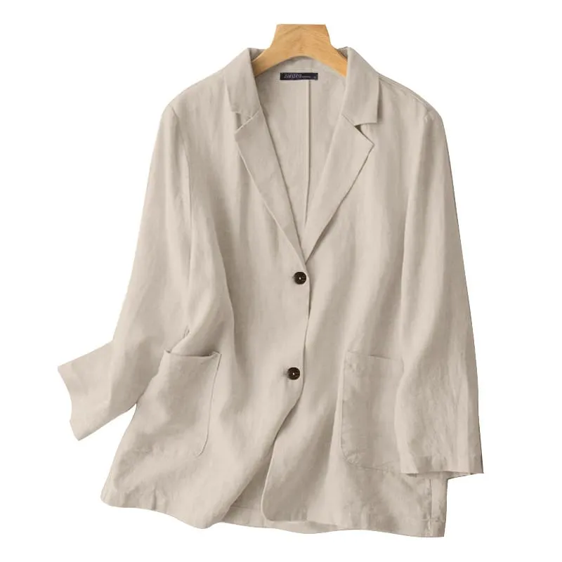 Women Long Sleeves Pockets Blazer    X3779061